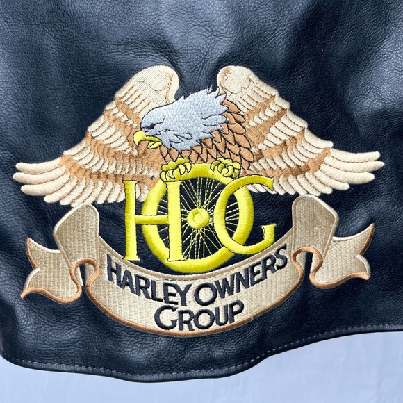 Vintage Harley Davidson 1996 Black Leather Vest Pins Biker Women’s Size M USA - Picture 7 of 8